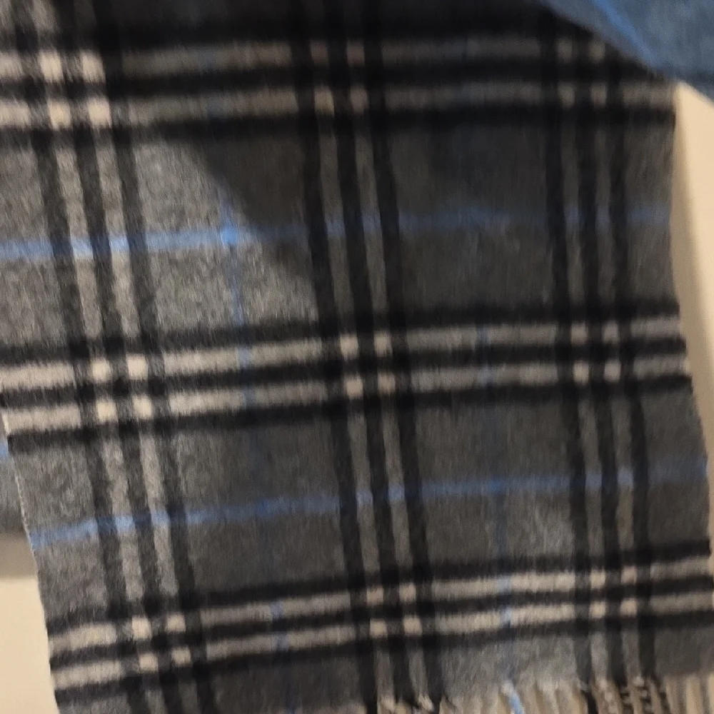 Burberry Classic Gray and Blue Check Scarf